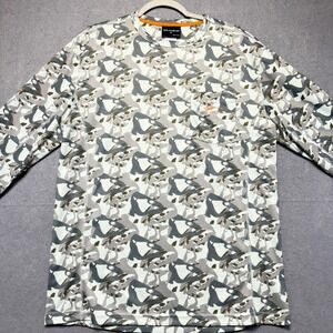 Grundens Mens Sage Camo Long Sleeve Performance Fishing Shirt Gray Size M